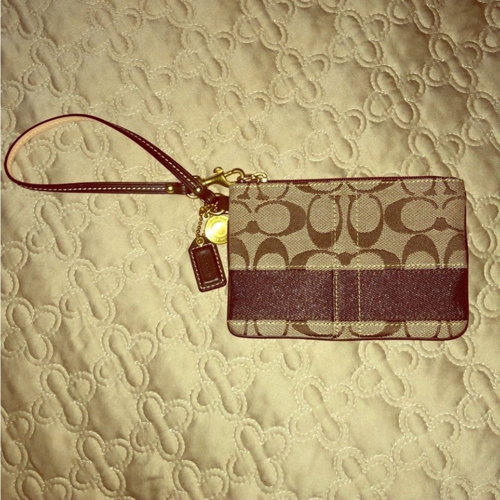 Coach Brown and Tan Wristlet
